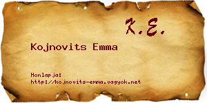 Kojnovits Emma névjegykártya